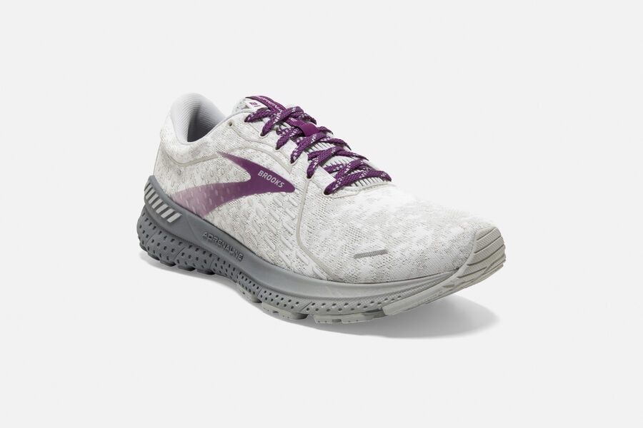 Brooks Running Shoes Womens White/Purple - Adrenaline GTS 21 Road - 2367-MBCFU